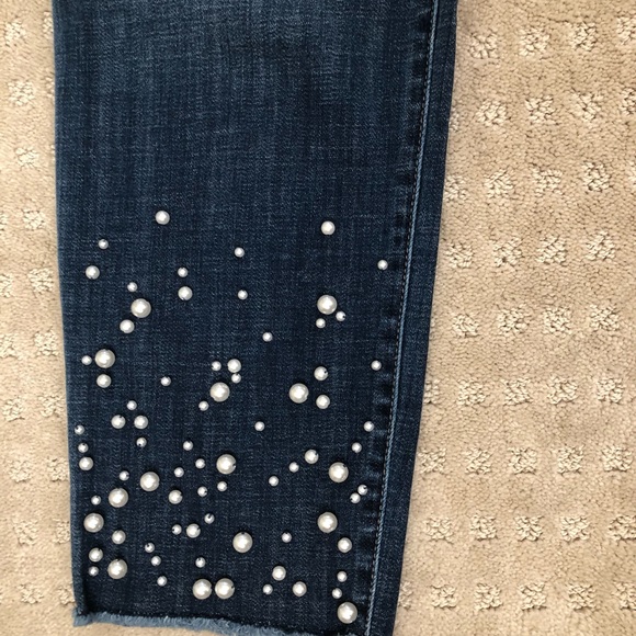 Chico’s EUC Women's Blue Jeans with Pearl Embellishments in size 2 or 12 - Picture 3 of 8